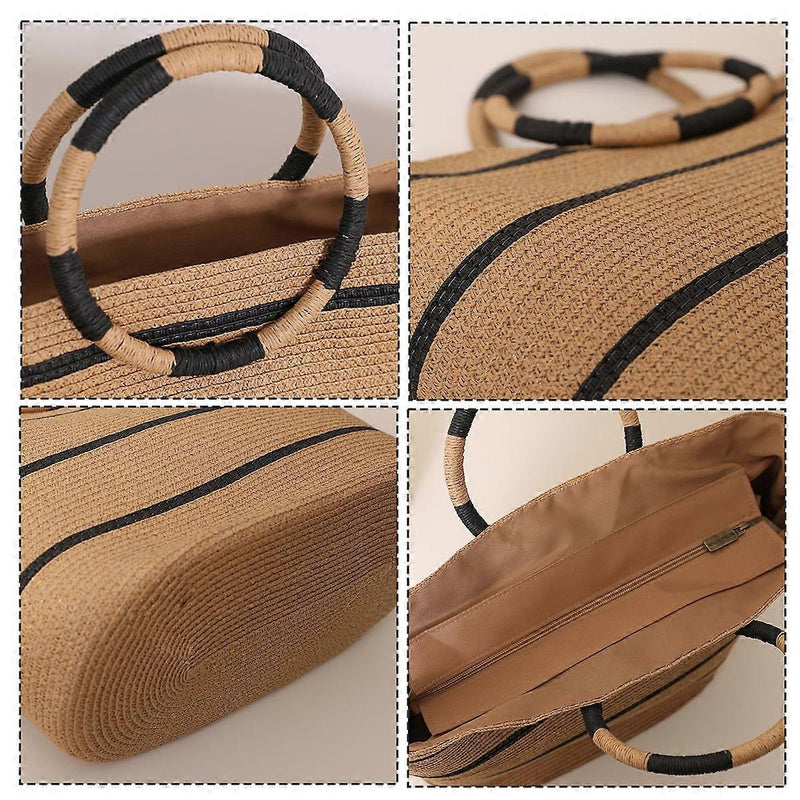 Isla Bloom - Khaki Straw Tote Bag
