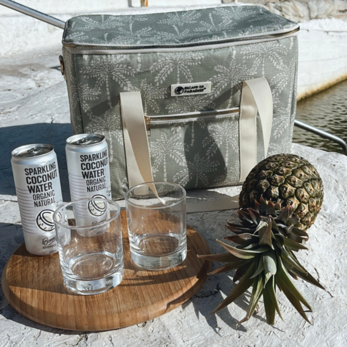 Cooler Bag-Large-Cabana Palms Sage-1