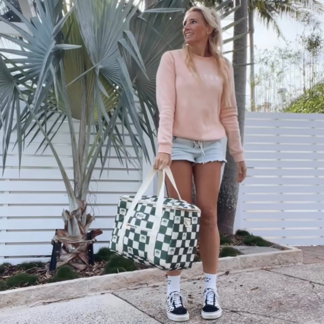 Cooler Bag-Large-Check Palm Kale-4