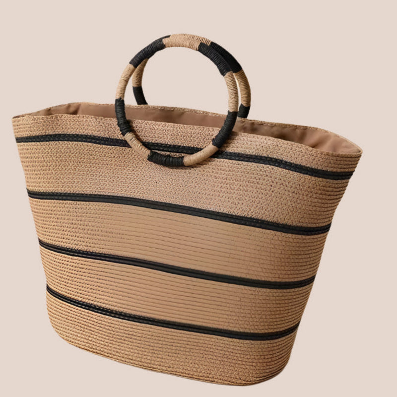 Isla Bloom - Khaki Straw Tote Bag