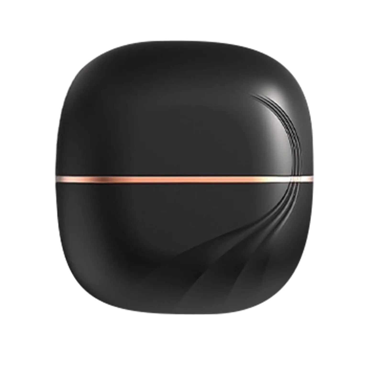 Black square-shaped object with a rose gold accent, shown with dimensions on a white background.