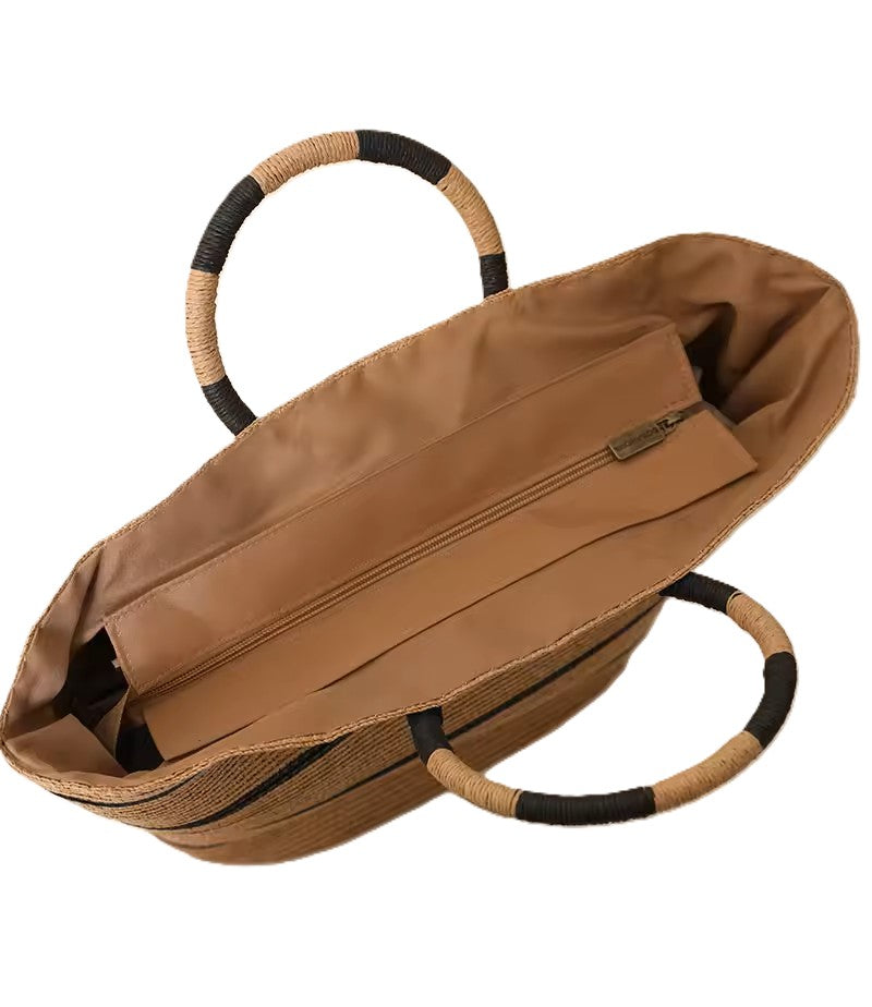 Isla Bloom - Khaki Straw Tote Bag